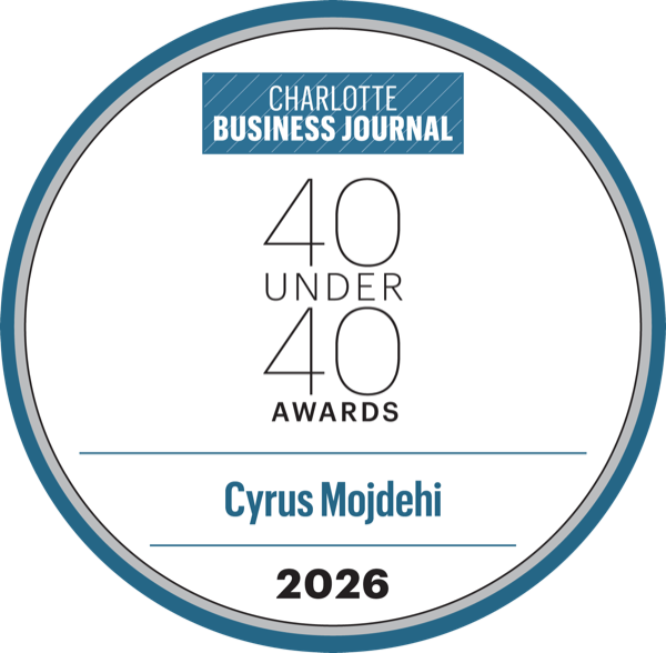 Charlotte Business Journal 40 Under 40 Awards 2026 badge — Cyrus Mojdehi